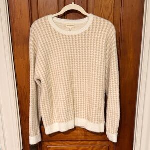 Madewell Tan and White Checkered Sweater